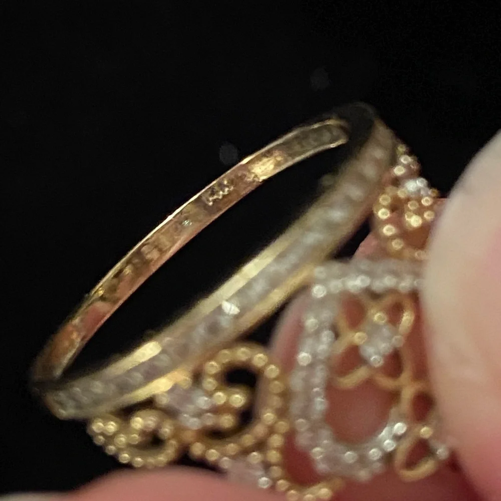 14K Gold Princess Crown RING Fifteen CZ Stones Delicate - Picture 5 of 9